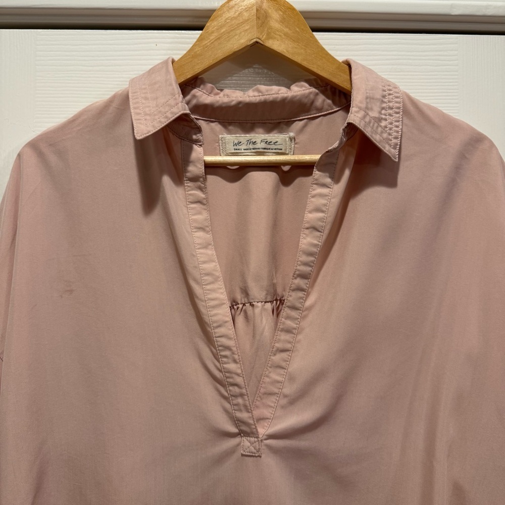 We The Free Love Until Tomorrow Shirt Small Hi Low Poet Blouse Pink Boho - Picture 4 of 11